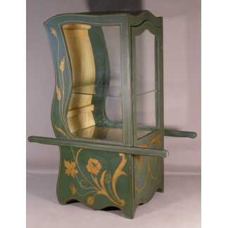 Grande Vitrine Chaise à Porteur En Bois Peint Et Verre, époque Milieu XX ème