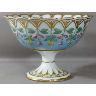 Coupe Aux Fleurs En Porcelaine Peinte à La Main, Limoges 1969