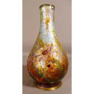 Jules Sarlandie , Vase En émail De Limoges Aux Fleurs, Début XX ème