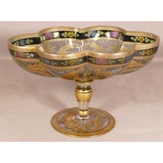 Coupe Polylobée En Cristal émaillé De Bohême, Vers 1960