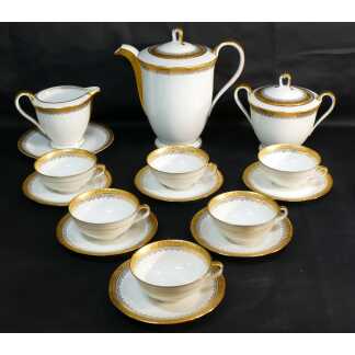 Service à Café En Incrustation d'Or, Porcelaine De Limoges Roger Lenoir