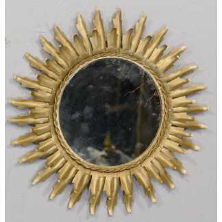 Miroir Soleil En Fer à Patine Mordoré Claire, époque Vers 1960