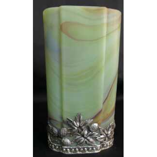 Vase En Cristal Marbré De Sèvres Et Monture Art Nouveau En Argent Massif