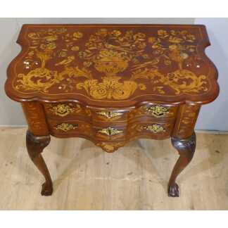 Commode Sauteuse Formant Console En Marqueterie Hollandaise, époque XVIII ème - XIX ème Siècle