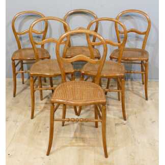 6 Chaises Cannées En Frêne, style Louis Philippe, XIX ème Siècle