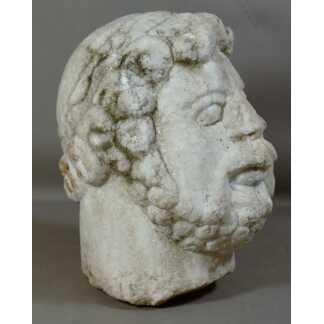 Tête d'Homme Barbu Sculptée En Marbre, époque XVII ème, XVIII ème Siècle