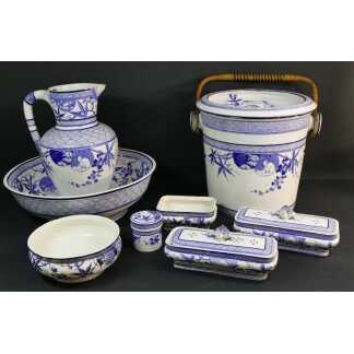 Jules Vieillard Bordeaux, Service Etrusque, Rare Ensemble De Toilette Avec Seau d'Aisance XIX è