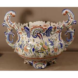 Important Cache Pot En Faïence De Desvres Fourmaintraux, Fin XIX ème