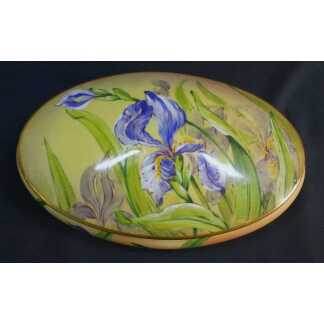 Les Iris, Coffret Boîte En Porcelaine De Limoges Peinte à La Main Par R Rosier