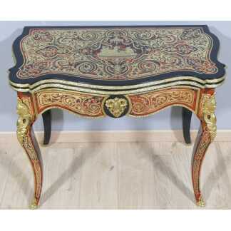 Console Table à Jeux Marqueterie Boulle Napoléon III écaille De Tortue, Laiton Et Bronze XIX ème