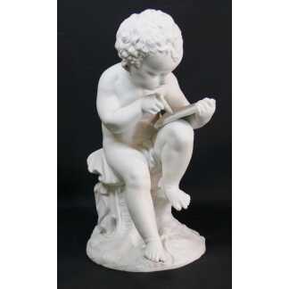 Sculpture En Biscuit, Enfant à l'écriture, Sèvres, D'Après Charles-Gabriel Sauvage, XIX ème