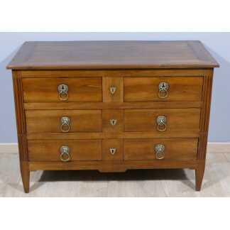Commode Louis XVI Provinciale En Noyer, époque XVIII ème Siècle