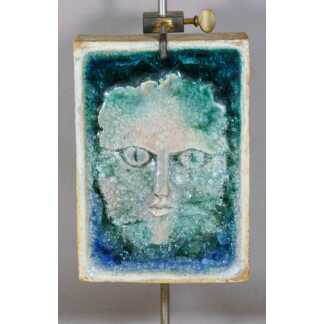 Georges Saulterre (1943-) Portrait, Sculpture En Grès et Pâte de Verre Sur Socle En Fer, 1980