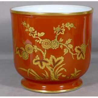 Bernardaud Séoul, Cache Pot En Porcelaine De Limoges Rouge Et Or