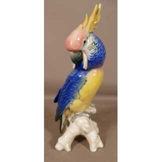 Karl Ens, Perroquet En Porcelaine, Statuette Animalière Oiseau, XX ème