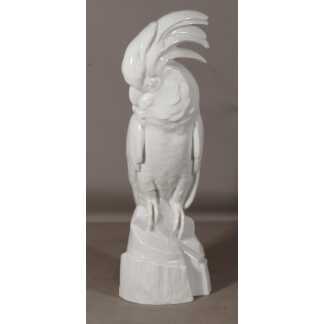 Edouard-Marcel Sandoz Et Haviland, Cacatoès, Sculpture En Porcelaine Blanche De Limoges
