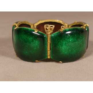 Bracelet En émail , émaux De Limoges Duban Et Christel, Couleur Verte, Vers 1980