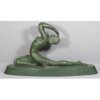 La Danseuse, Grande Sculpture En Terre Cuite De Ganhu Gantcheff, Art Déco 1930