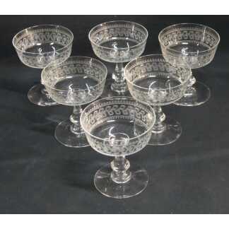 6 Coupes à Champagne En Cristal Gravé, époque XIX ème Siècle