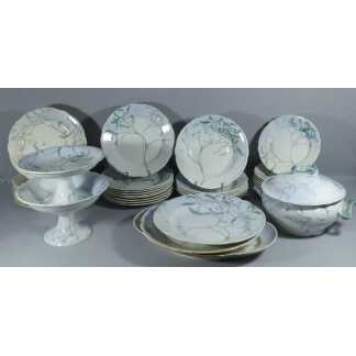 Edmond Lachenal Keller Et Guérin, Au Gui, Très Rare Service En Faïence, époque 1900 Art Nouveau