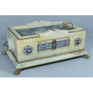 Jardinière Napoléon III En Albâtre Et Bronze Cloisonné, époque XIX ème