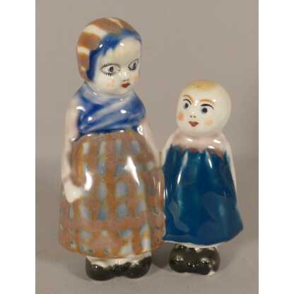 Camille Tharaud Limoges, Rare Statuette Enfants "les Petits Paysans" En Porcelaine Art Déco