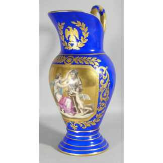 Aiguière Empire En Porcelaine Peinte à La Main, Aigle, Allégorie De La Sculpture, Locré, XIX