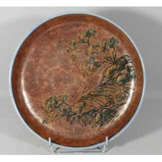 Camille Tharaud Limoges, Coupe Ou Plat Japonisant, émaux Grand Feu, Porcelaine Art Déco