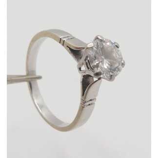Bague Solitaire Diamant 1 Carat, Or Gris 18 Carats, époque 1960