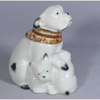 Edouard Marcel Sandoz Et Haviland, Très Rare Bonbonnière Bull-dog En Porcelaine, 1916