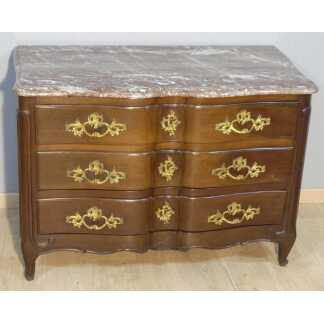 Commode De Port En Acajou Massif époque Louis XV, Dessus De Marbre, XVIII ème Siècle