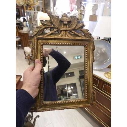 Tout Petit Miroir Louis XVI En Bois Doré, époque XVIII ème Siècle – Image 5