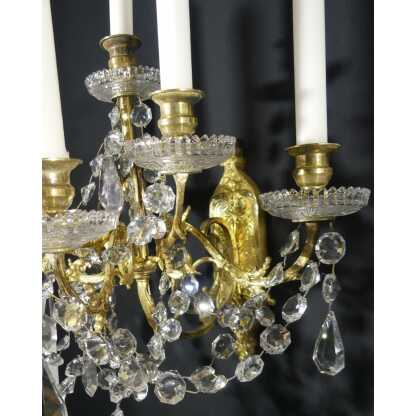 Paire d'Appliques à 8 Bras De Lumière, Bronze, Laiton, Verre Et Cristal, époque XIX ème – Image 19