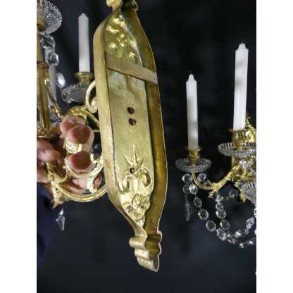 Paire d'Appliques à 8 Bras De Lumière, Bronze, Laiton, Verre Et Cristal, époque XIX ème – Image 11