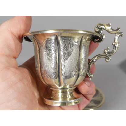 Tasse à Café En Argent Massif Guilloché Et Gravé, époque Louis Philippe – Image 2