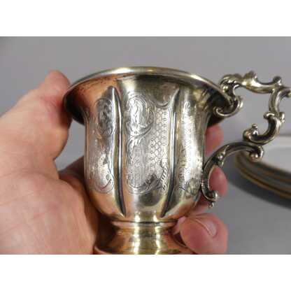 Tasse à Café En Argent Massif Guilloché Et Gravé, époque Louis Philippe – Image 6