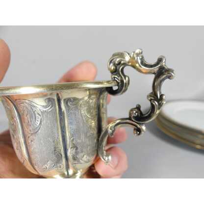 Tasse à Café En Argent Massif Guilloché Et Gravé, époque Louis Philippe – Image 4