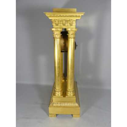 58.5 Cm, Grande Pendule Portique Façon Temple Architecturé, Bronze Doré Restauration XIX ème – Image 11