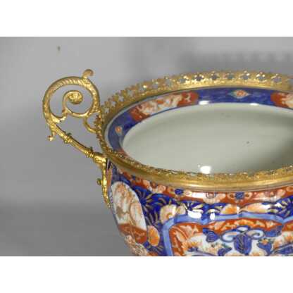 Cache Pot Imari En Porcelaine Et Monture Bronze Doré, époque XIX ème – Image 8