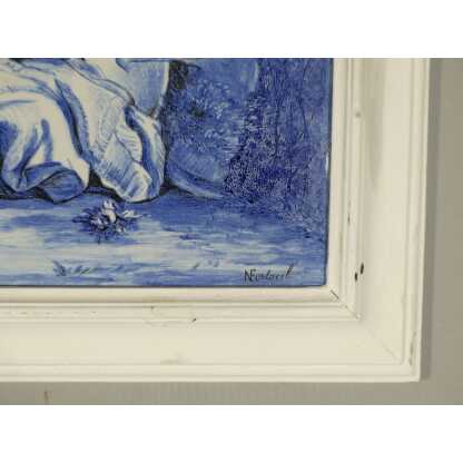 Tableau En Céramique Bleue Et Blanche d'Après Boucher Dans Le Goût De Delt Ou Azulejos – Image 7