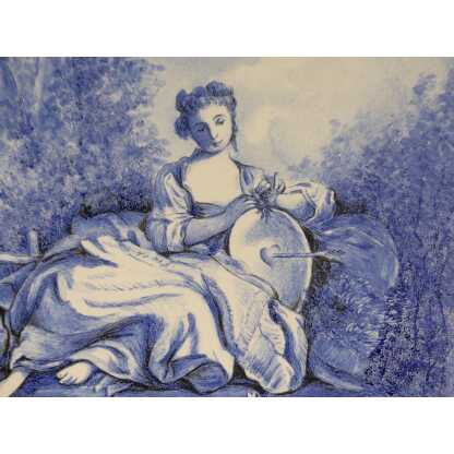 Tableau En Céramique Bleue Et Blanche d'Après Boucher Dans Le Goût De Delt Ou Azulejos – Image 6