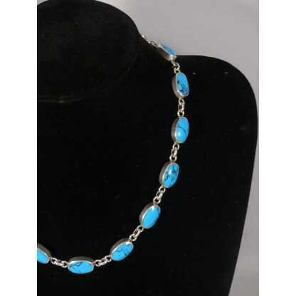 Collier Vintage Argent Massif Et Turquoise, époque 1980 – Image 12