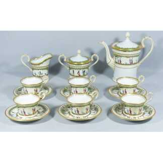 Raynaud Limoges Promenade Au Palais Royal, Très Rare Service à Café Pour 6 Personnes Porcelaine