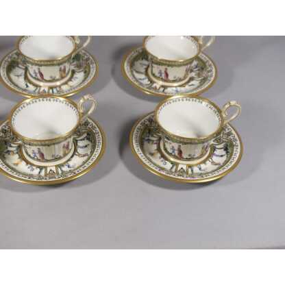 Raynaud Limoges Promenade Au Palais Royal, Très Rare Service à Café Pour 6 Personnes Porcelaine – Image 29