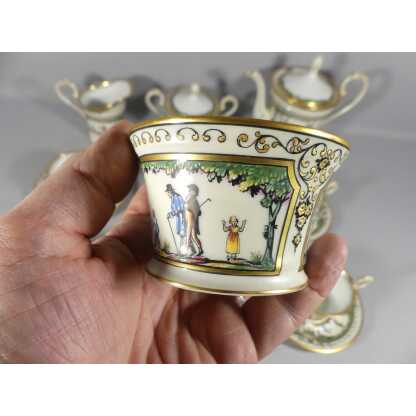 Raynaud Limoges Promenade Au Palais Royal, Très Rare Service à Café Pour 6 Personnes Porcelaine – Image 11