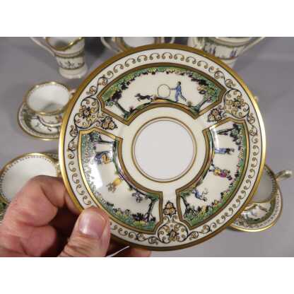 Raynaud Limoges Promenade Au Palais Royal, Très Rare Service à Café Pour 6 Personnes Porcelaine – Image 7