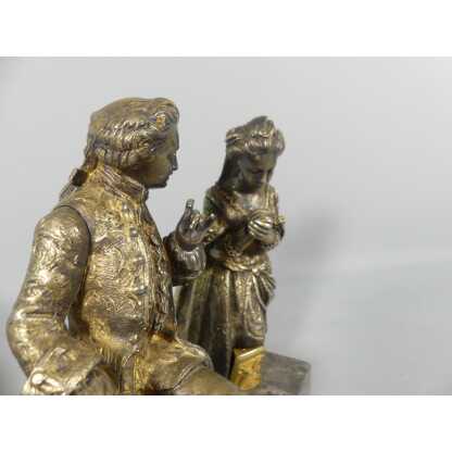 La Confession, Statuette En Bronze Représentant Un Homme Et Une Femme En Train De Prier XIX ème – Image 3