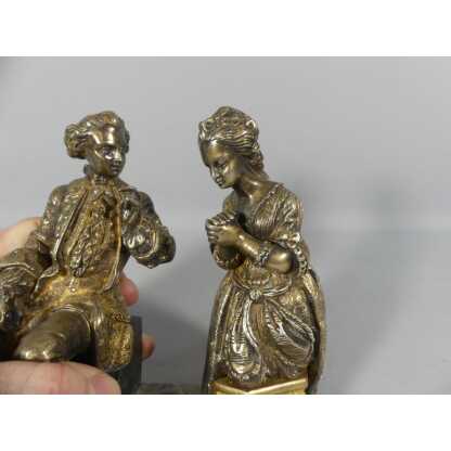 La Confession, Statuette En Bronze Représentant Un Homme Et Une Femme En Train De Prier XIX ème – Image 8