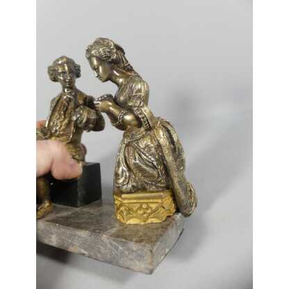 La Confession, Statuette En Bronze Représentant Un Homme Et Une Femme En Train De Prier XIX ème – Image 5