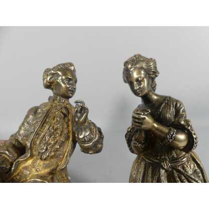 La Confession, Statuette En Bronze Représentant Un Homme Et Une Femme En Train De Prier XIX ème – Image 4